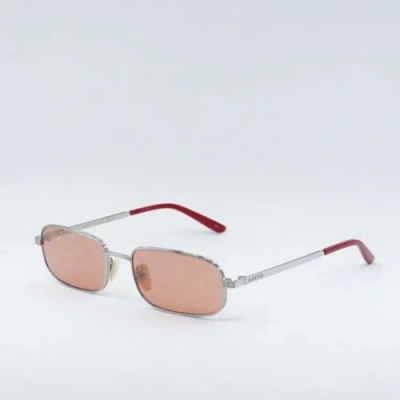 Pre-owned Gucci Gg1457s 004 Silver/red With Gold Gg Logo Flash Mirror 57-19-145 Sun...