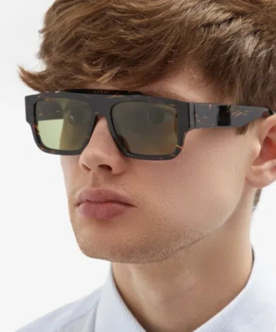 Pre-owned Gucci Gg1460s-002 Havana Sunglasses