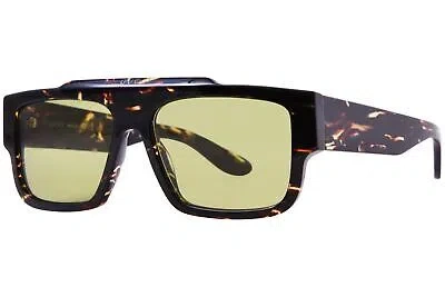 Pre-owned Gucci Gg1460s 002 Sunglasses Men's Havana/green Lenses Rectangle Shape 56mm