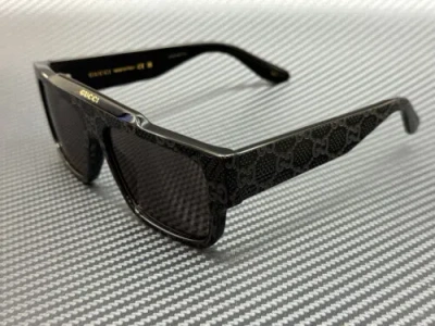 Pre-owned Gucci Gg1460s 006 Black Grey Unisex 56 Mm Large Sunglasses In Gray