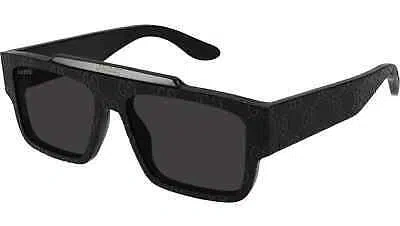 Pre-owned Gucci Gg1460s-006 Rectangle Black In Gray