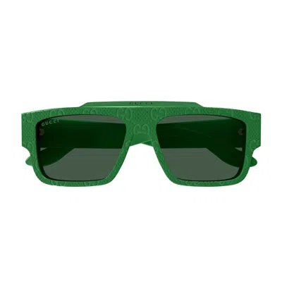Gucci Gg1460s Linea Lettering 007 Sunglasses In Verde