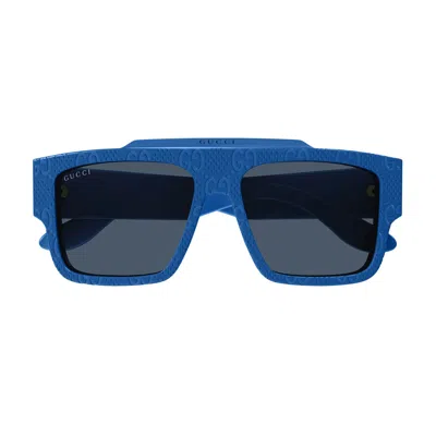Gucci Gg1460s Linea Lettering 008 Sunglasses In Blu