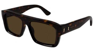 Pre-owned Gucci Gg1461s-002 Square Havana In Brown