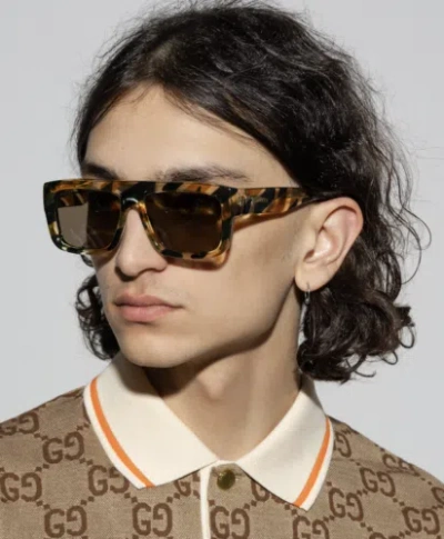 Pre-owned Gucci Gg1461s-003 Havana Sunglasses