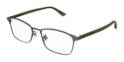Gucci Gg1475oj Asian Fit Men's Glasses, Gunmetal, Size 55 In Black
