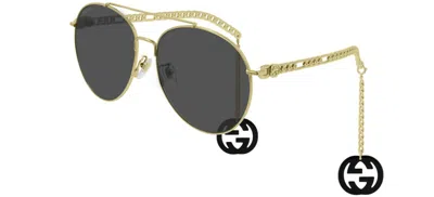 Pre-owned Gucci Gg1477s Black/pink Logo Mirrored (004) Sunglasses