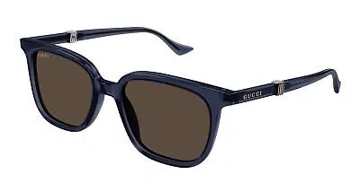 Pre-owned Gucci Gg1493s-004 Blue Sunglasses In Brown
