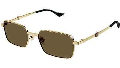 Pre-owned Gucci Gg1495s-002 Square Gold In Brown