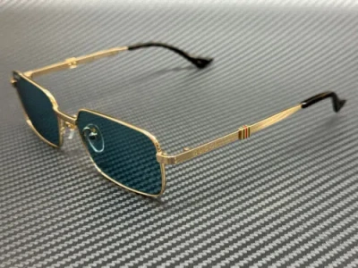 Pre-owned Gucci Gg1495s 003 Gold Blue Unisex Large 56 Mm Sunglasses