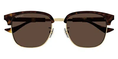 Pre-owned Gucci Gg1499sk Men Sunglasses Gold/havana 55mm & Authentic In Brown