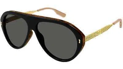 Pre-owned Gucci Gg1515s-001 Black Gold Grey In Gray