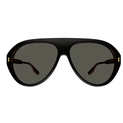 Gucci Black Navigator-frame Sunglasses In 001 Black Gold Grey