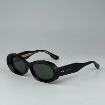 Pre-owned Gucci Gg1527s 001 Black Grey Unisex Oval Sunglasses Gg 1527s In Gray