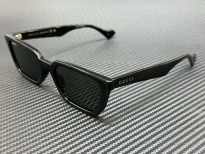 Pre-owned Gucci Gg1539s 001 Black Dark Grey Men's 55 Mm Medium Sunglasses In Gray