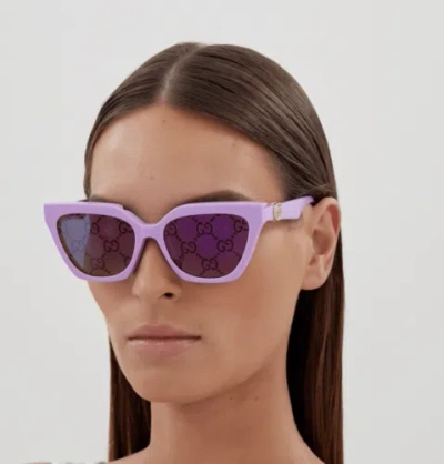 Pre-owned Gucci Gg1542s - 002 Clip On Sunglasses In Purple