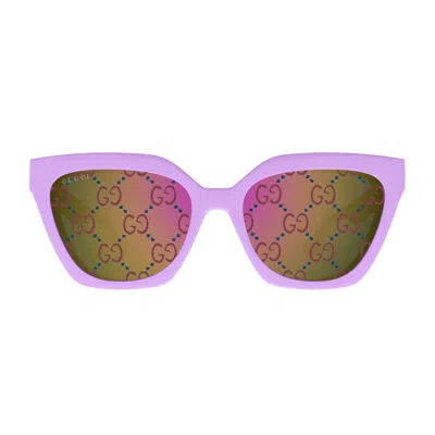 Gucci Gg1542s Linea Gg Logo 002 Violet Trasparent Sunglasses In Purple