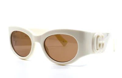 Pre-owned Gucci Gg1544s 004 Ivory Women's Authentic Sunglasses 53-21-140 In Brown