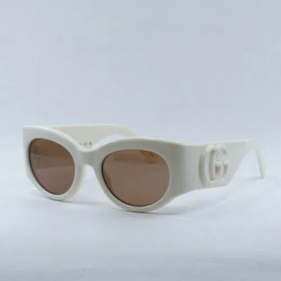 Pre-owned Gucci Gg1544s 004 Ivory/brown 53-21-140 Sunglasses
