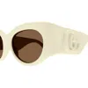 Gucci Gg Plastic Round Sunglasses In 004 Ivory Ivory Brown