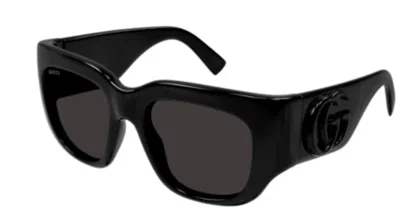 Pre-owned Gucci Gg1545s 001 Black/grey Oversized Square Women's Sunglasses In Gray