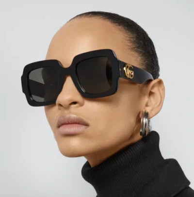 Pre-owned Gucci Gg1547s-001 Black Sunglasses In Gray