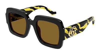 Pre-owned Gucci Gg1547s-004 Black Sunglasses In Brown