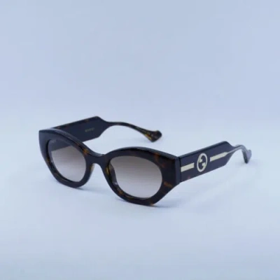 Pre-owned Gucci Gg1553s 002 Havana/brown Gradient 52-21-145 Sunglasses