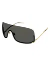 Gucci Rimless Metal Shield Sunglasses In Gold