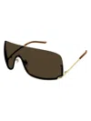 Gucci Gg1560s Linea Fashion 002 Gold Brown Sunglasses In Gold