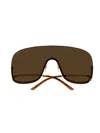 Gucci Gg1560s Linea Fashion 002 Gold Brown Sunglasses In Gold Gold Brown