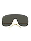 Gucci Rimless Metal Shield Sunglasses In Gold Gold Grey