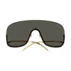 Gucci Rimless Metal Shield Sunglasses In 001 Gold Gold Grey
