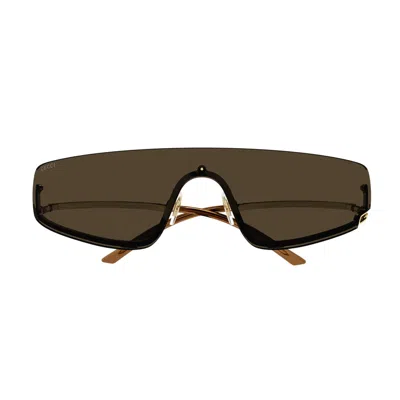 Gucci Gg1561s Linea Fashion 002 Gold Brown Sunglasses In Oro