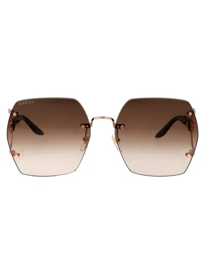 Gucci Gg1562s Sunglasses In 002 Gold Havana Brown