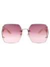 Gucci Double G Geometric-frame Sunglasses In 004 Gold Ivory Violet