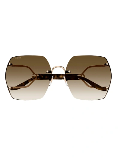 Gucci Gg1562s Sunglasses In Gold Havana Brown