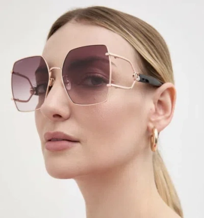 Pre-owned Gucci Gg1564sa-002-61 Gold Havana Sunglasses In Red