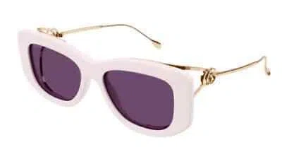 Pre-owned Gucci Gg1566s-003-55 Ivory Sunglasses In Purple