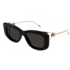 Gucci Gg1566s001 Black Gold Grey In 001 Black Gold Grey