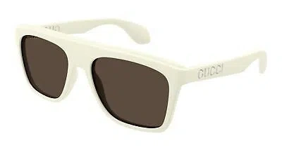 Pre-owned Gucci Gg1570s-003 White Sunglasses In Brown