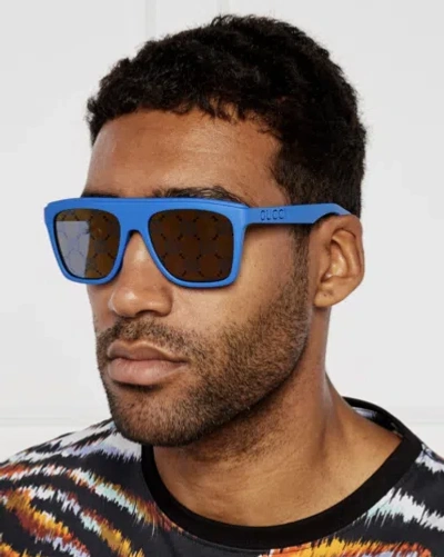 Pre-owned Gucci Gg1570s-004 Blue Sunglasses