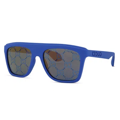 Gucci Gg1570s Sunglasses With Gg Pattern Mirror Lens In Blue