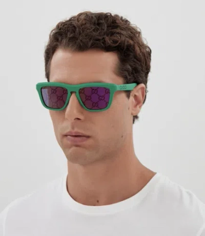 Pre-owned Gucci Gg1571s - 004 Green Sunglasses In Blue
