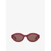 Gucci Womens Pink Gg1579s Oval-frame Injected Sunglasses
