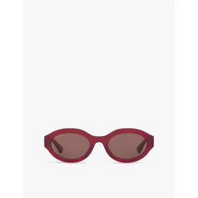 Gucci Womens Pink Gg1579s Oval-frame Injected Sunglasses