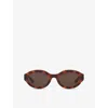 Gucci Womens Brown Gg1579s Oval-frame Injected Sunglasses