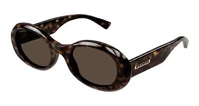 Pre-owned Gucci Gg1587s-002 Havana Sunglasses In Brown