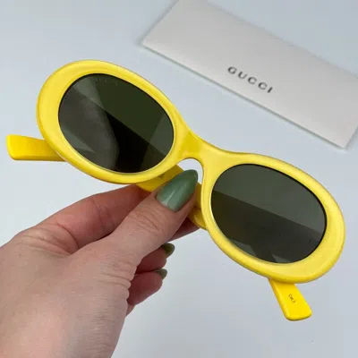 Pre-owned Gucci Gg1587s 004 Yellow Green Women Oval Sunglasses Gg 1587s