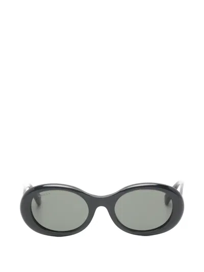 Pre-owned Gucci Gg158s Oval-frame Sunglasses In Black